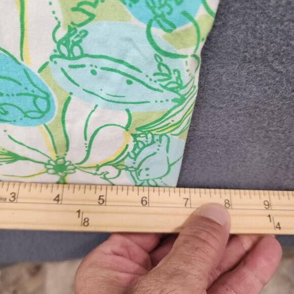 Lilly Pulitzer Pants Womens 10 Green Blue Capri Floral Stretch Cotton Cropped - Picture 8 of 10